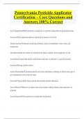 Pennsylvania Pesticide Applicator  Certification &ndash; Core Questions and  Answers 100&percnt; Correct