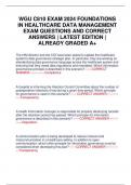 WGU C810 EXAM 2024 FOUNDATIONS IN HEALTHCARE DATA MANAGEMENT EXAM QUESTIONS AND CORRECT ANSWERS | LATEST EDITION | ALREADY GRADED A+