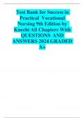 Test Bank for Success in Practical  Vocational Nursing 9th Edition by  Knecht All Chapters With QUESTIONS  AND ANSWERS 2024 GRADED A+