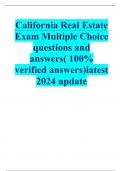 California Real Estate Exam Multiple Choice questions and answers( 100% verified answers)latest 2024 update