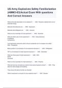 US Army Explosives Safety Familiarization &lpar;AMMO-63&rpar;Actual Exam With questions And Correct Answers