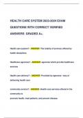 HEALTH CARE SYSTEM 2023-2024 EXAM  QUESTIONS WITH CORRECT VERIFIED  ANSWERS GRADED A&plus;&period;