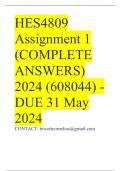 HES4809 Assignment 1 (COMPLETE ANSWERS) 2024 (608044) - DUE 31 May 2024