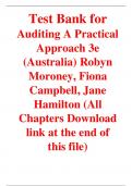 Test Bank for Auditing A Practical Approach 3rd Edition By Robyn Moroney, Fiona Campbell, Jane Hamilton (All Chapters, 100% Original Verified, A+ Grade) 
