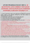 ATI RN PHARMACOLOGY 2019 A 60 QUESTIONS AND CORRECT DETAILED ANSWERS AND RATIONALES &lpar;VERIFIED ANSWERS&rpar; ALREADY  GRADED A&plus;&excl;&excl;