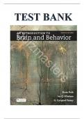 Test Bank For An Introduction to Brain and Behavior by Bryan Kolb, ISBN 1319254381, Chapter 1-16||Latest Update