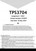 TPS3704 Assignment 1 (ANSWERS) 2024 - DISTINCTION GUARANTEED