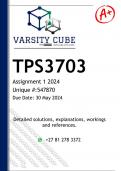 TPS3704 Assignment 1 (DETAILED ANSWERS) 2024 - DISTINCTION GUARANTEED