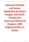 Instructor Manual for Advanced Nutrition and Human Metabolism 8th Edition By Sareen Gropper, Jack Smith, Timothy Carr (All Chapters, 100% Original Verified, A+ Grade) 