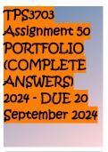 TPS3703 Assignment 50 PORTFOLIO (COMPLETE ANSWERS) 2024 - DUE 20 September 2024