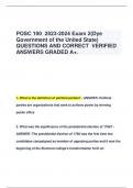 POSC 100 2023-2024 Exam 2(Dye  Government of the United State) QUESTIONS AND CORRECT VERIFIED  ANSWERS GRADED A+.