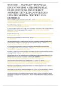 WGU D003 &ndash; ASSESMENT IN SPECIAL EDUCATION &lbrace;PRE ASSESSMEN&rcub; REAL EXAM QUESTIONS AND CORRECT ANSWERS &lbrack;DETAILED ANSWERS&rsqb; 2024 UPDATED VERSION CERTIFIED 100&percnt; GRADED A&plus; 