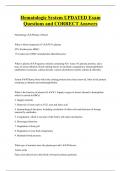 Hematologic System UPDATED Exam  Questions and CORRECT Answers