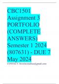 CBC1501 Assignment 3 PORTFOLIO (COMPLETE ANSWERS) Semester 1 2024 (807631) - DUE 7 May 2024
