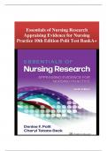 Test Bank For Essentials of Nursing Research Appraising Evidence for Nursing Practice 10th Edition Denise Polit Chapter 1-18 | Complete Guide