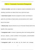 CMCA - Community Association Management Exam Questions & Answers 100&percnt; Accurate