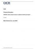 Ocr A Level Physical Education Paper 3 H555/03: Socio-cultural issues in physical activity and sport June 2023 MARK SCHEME