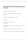  Soci 205 Final (Cohn) 2023 Questions & Answers