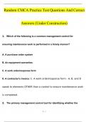 CMCA PRACTICE EXAM QUESTIONS AND ANSWERS (LATEST UPDATE) ALREADY GRADED A.