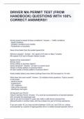 DRIVER MA PERMIT TEST (FROM HANDBOOK) QUESTIONS WITH 100% CORRECT ANSWERS!!