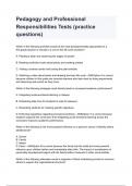 Pedagogy and Professional Responsibilities Tests &lpar;practice questions&rpar; questions and answers graded A&plus; 2024&sol;2025