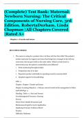 (Complete) Test Bank: Maternal-Newborn Nursing: The Critical Components of Nursing Care, 3rd Edition, Roberta Durham, Linda Chapman |All Chapters Covered |Rated A+