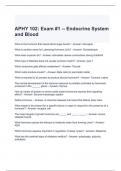 APHY 102 Exam #1 -- Endocrine System and Blood Questions and Answers