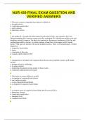 NUR 439 FINAL EXAM QUESTION AND VERIFIED ANSWERS