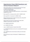 Hypertension Exam 2024 Questions and  Correct Answers Rated A&plus;