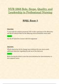 Exam 3&colon; NUR2868 &sol; NUR 2868 &lpar;Latest 2024 &sol; 2025&rpar; Role&comma; Scope&comma; Quality&comma; and Leadership in Professional Nursing Exam &vert; Questions and Verified Answers &vert; Already Graded A - Rasmussen