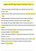 Approved Driving Course Answers Unit 1-4 Questions and Answers &lpar;2024 &sol; 2025&rpar; &lpar;Verified Answers&rpar;
