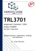 TRL3701 Assignment 2 (DETAILED ANSWERS) Semester 1 2024 - DISTINCTION GUARANTEED 