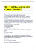 UST Test Questions with Correct Answers