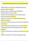 Comedy Driving answers &lpar;for ticket dismissal&rpar; Questions and Answers &lpar;2024 &sol; 2025&rpar; &lpar;Verified Answers&rpar;