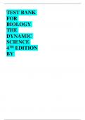 BEST REVIEW TEST BANK  FOR  BIOLOGY  THE DYNAMIC SCIENCE  4 H EDITION BY RUSSELL  2024/2025  CORRECT