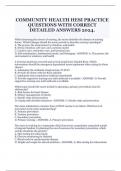 COMMUNITY HEALTH HESI PRACTICE QUESTIONS WITH CORRECT DETAILED ANSWERS 2024&period;