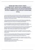 HESI RN PRACTICE TEST--COMMUNITY HEALTH-COMMUNITY HEALTH PRACTICE EXAM QUESTIONS WITH CORRECT DETAILED ANSWERS 2024&period;