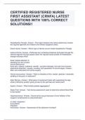 CERTIFIED REGISTERED NURSE FIRST ASSISTANT &lpar;CRNFA&rpar; LATEST QUESTIONS WITH 100&percnt; CORRECT SOLUTIONS&excl;&excl;