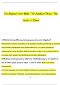 Six Sigma Green Belt, The Analyze Phase The Improve Phase Questions and Answers (2024 / 2025) (Verified Answers)