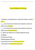 Texas Defensive Driving Actual Questions and Answers (2024 / 2025) (Verified Answers)
