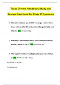 Texas Drivers Handbook Study and Review Questions for Class C Operators