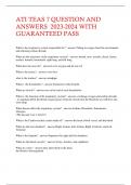 ATI TEAS 7 QUESTION AND ANSWERS  2023-2024 WITH GUARANTEED PASS 
