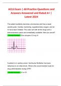 ACLS Exam | 60 Practice Questions and Answers Answered and Rated A+ | Latest 2024