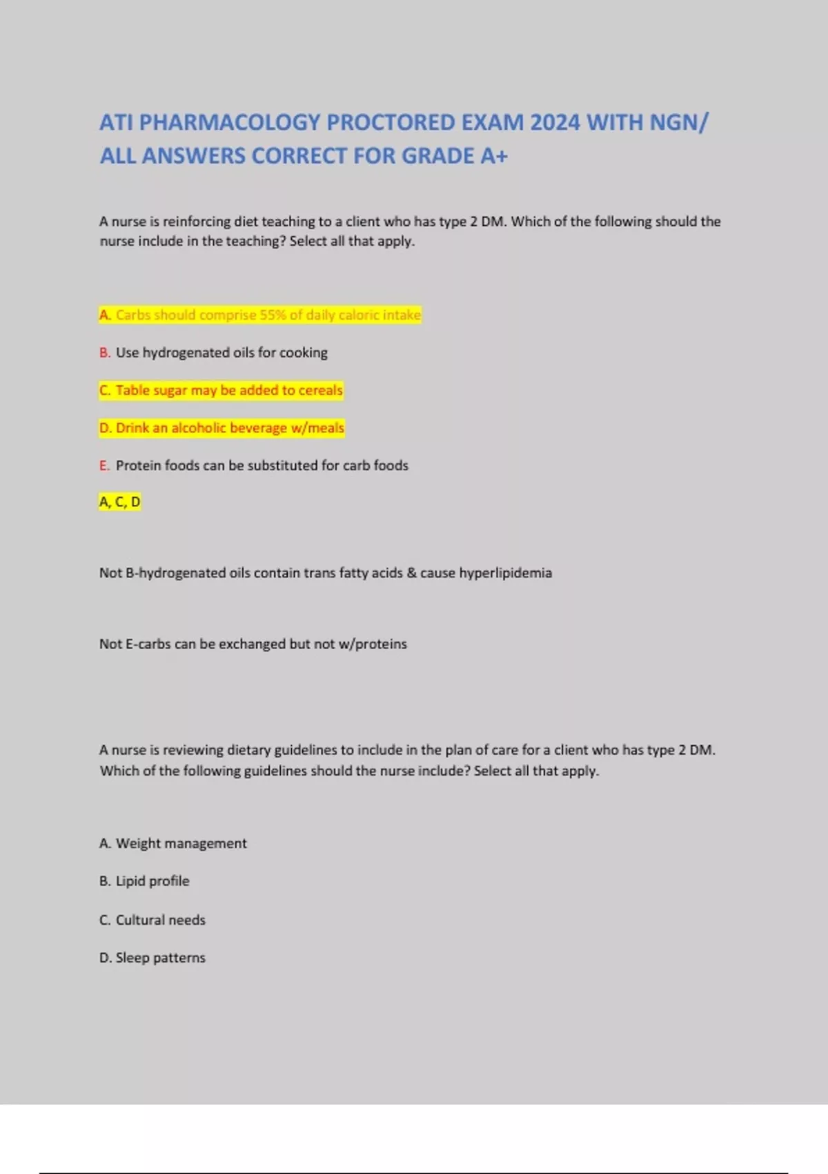 ATI PHARMACOLOGY PROCTORED EXAM 2024 WITH NGN ALL ANSWERS CORRECT FOR ...