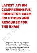LATEST ATI RN COMPREHENSIVE  PREDICTOR EXAM SOLUTIONS AND  RESOURSE FOR  THE EXAM