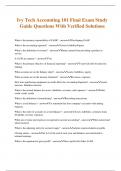 Ivy Tech Accounting 101 Final Exam Study Guide Questions With Verified Solutions