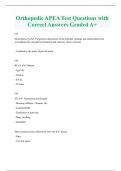 Orthopedic APEA Test Questions with  Correct Answers Graded A&plus;