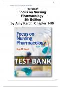 Test Bank Focus on Nursing Pharmacology 8th Edition by Amy Karch -All chapters ( 1-59)| A+ ULTIMATE GUIDE 2022