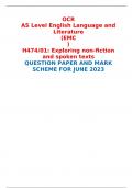 OCR AS Level English Language and Literature (EMC) H474/01: Exploring non-fiction and spoken texts QUESTION PAPER AND MARK SCHEME FOR JUNE 2023 