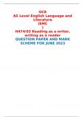 OCR AS Level English Language and Literature (EMC) H474/03 Reading as a writer, writing as a reader QUESTION PAPER AND MARK SCHEME FOR JUNE 2023 